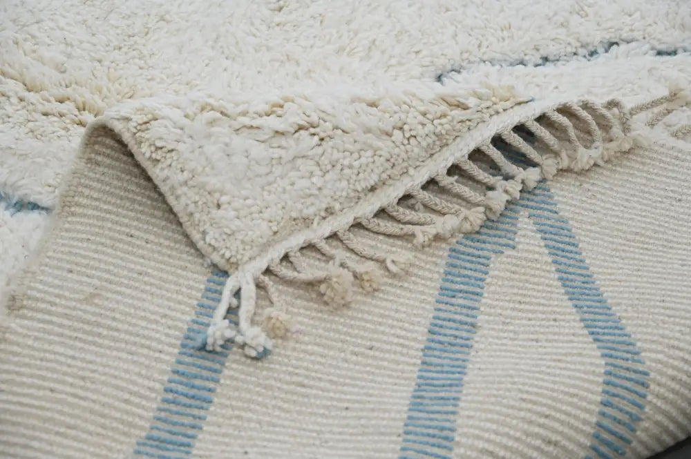 Cream Blue Moroccan Rug for Bedrooms