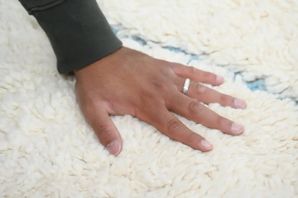 Cream Blue Moroccan Rug for Bedrooms