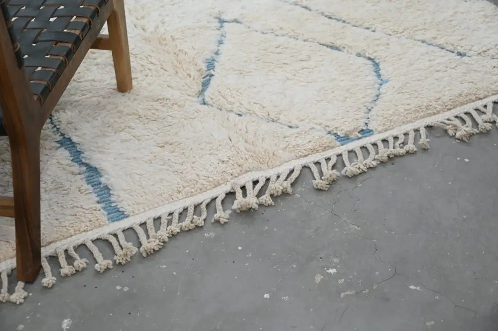 Cream Blue Moroccan Rug for Bedrooms
