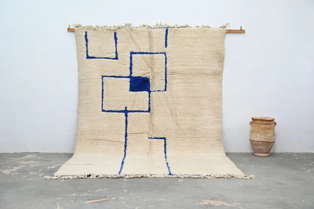 Beige Blue Geometric Rug