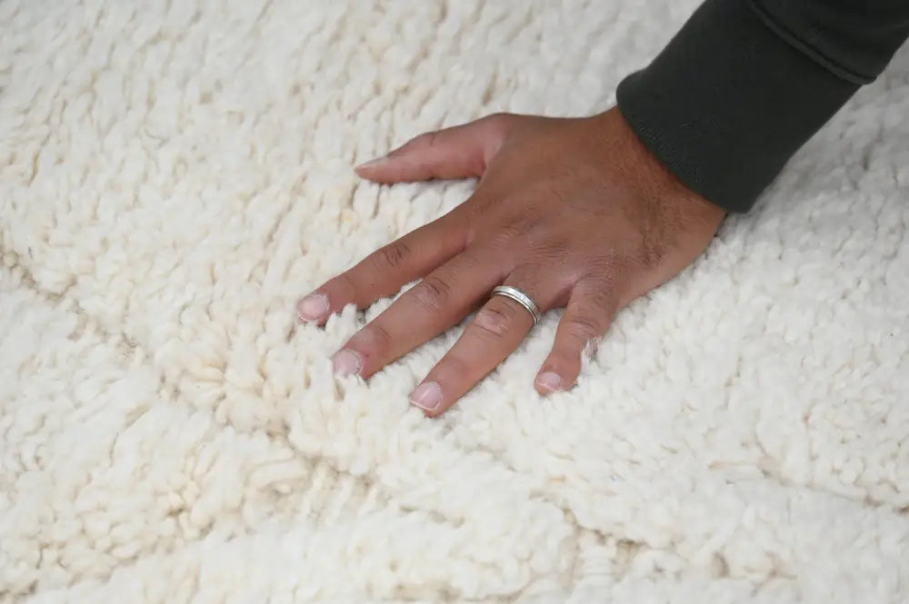 Plush Cream Geometric Wool Rug for Modern Homes