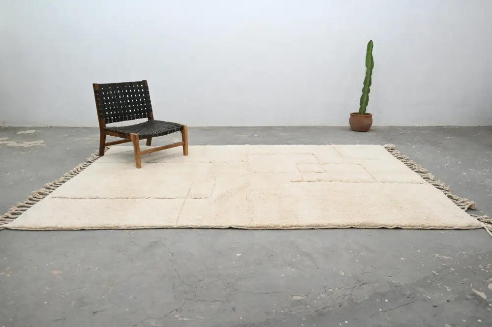 Beige Geometric Beni Ouarain Rug
