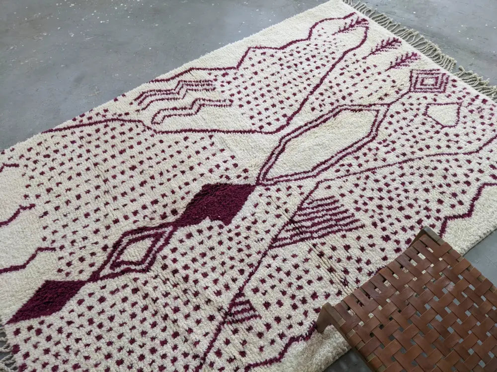 Beige Burgundy Wool Rug