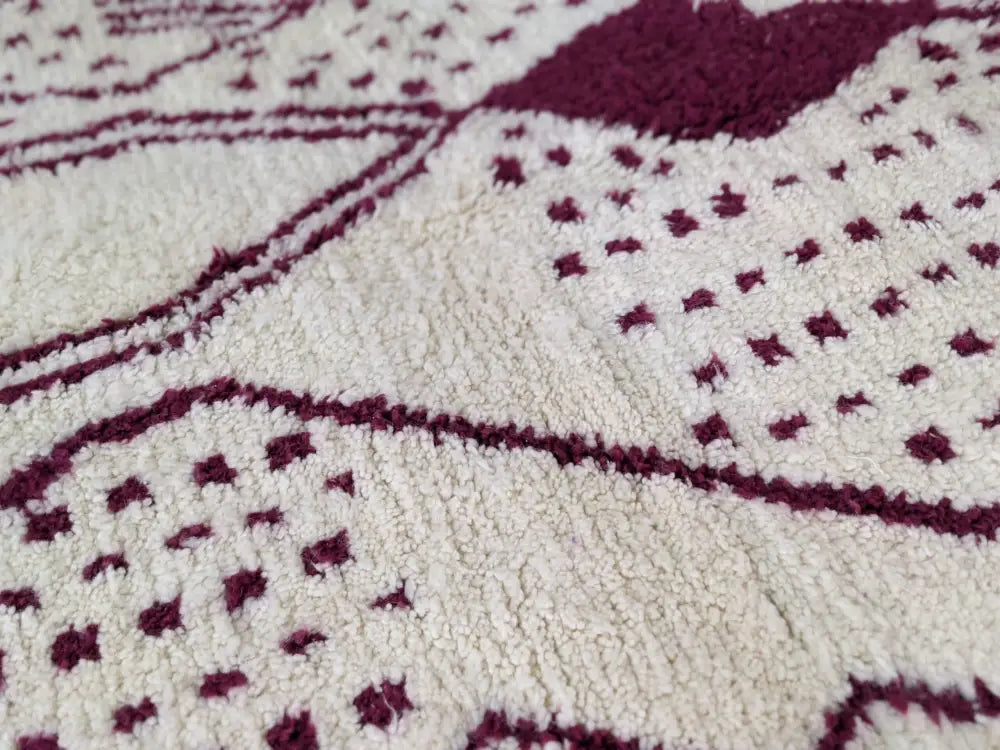 Beige Burgundy Wool Rug