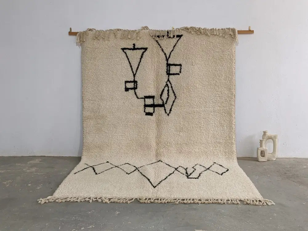 Beige Black Beni Ouarain Rug