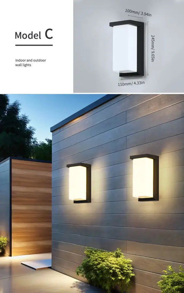 Black Frosted Glass Outdoor Light