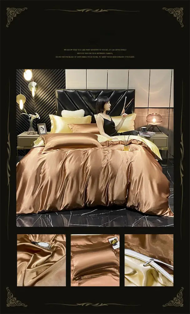 Teal Silk Bedding Set