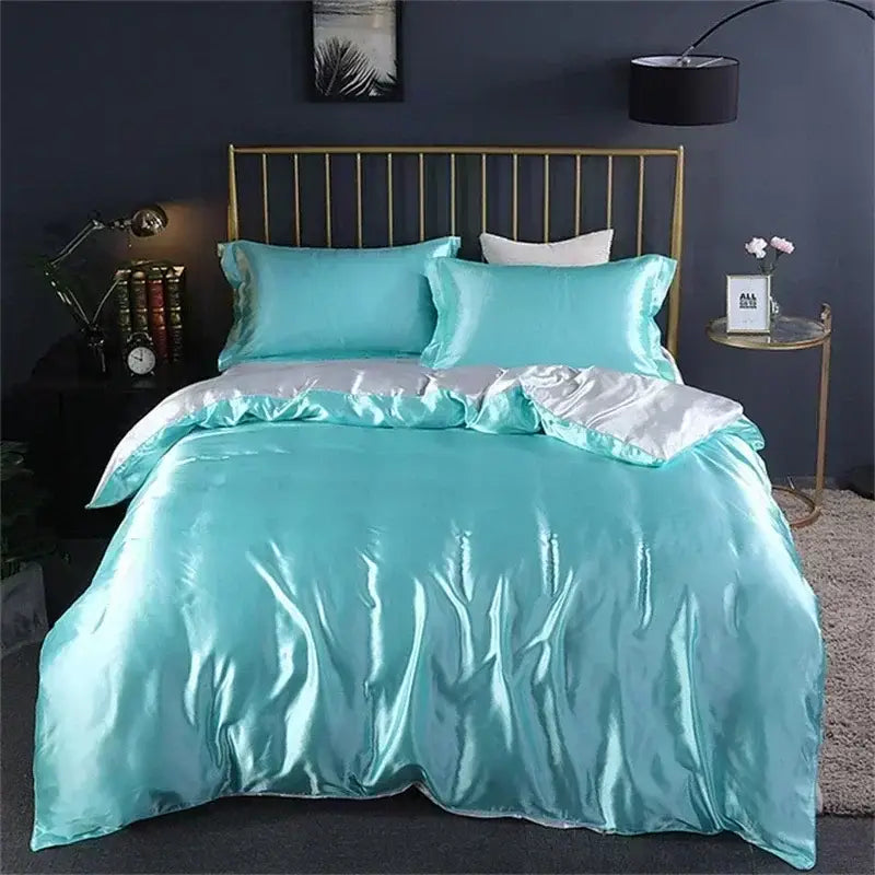 Teal Silk Bedding Set