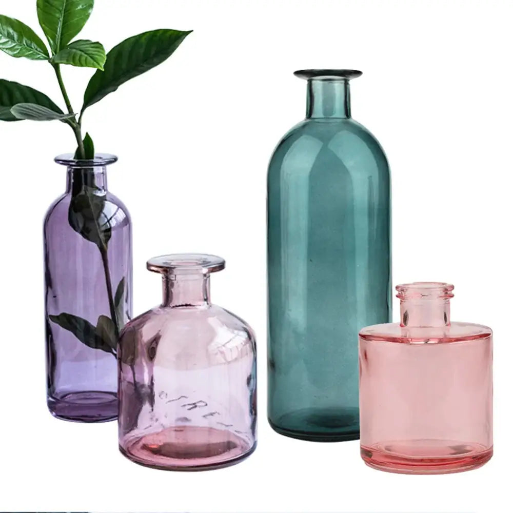 Multicolor Ribbed Glass Vase