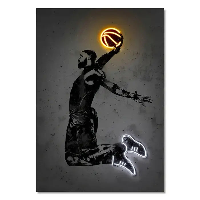 Neon Sports Stars Wall Art Multiple Sizes