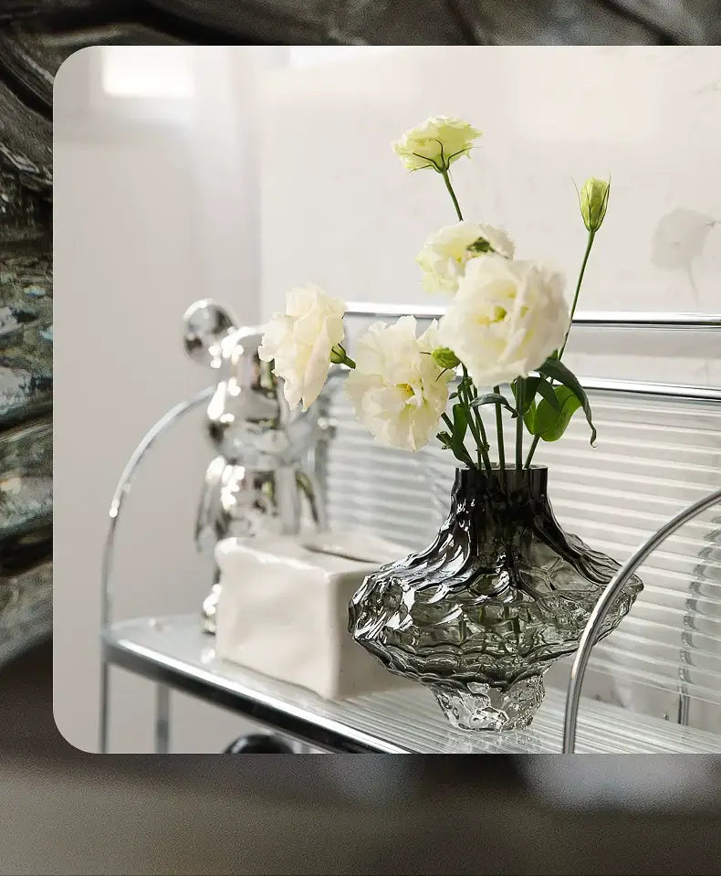 Gray Frosted Glass Vase