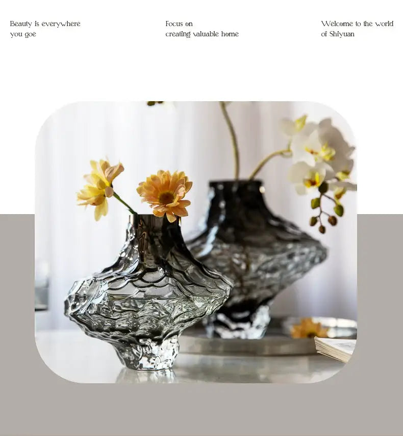 Gray Frosted Glass Vase