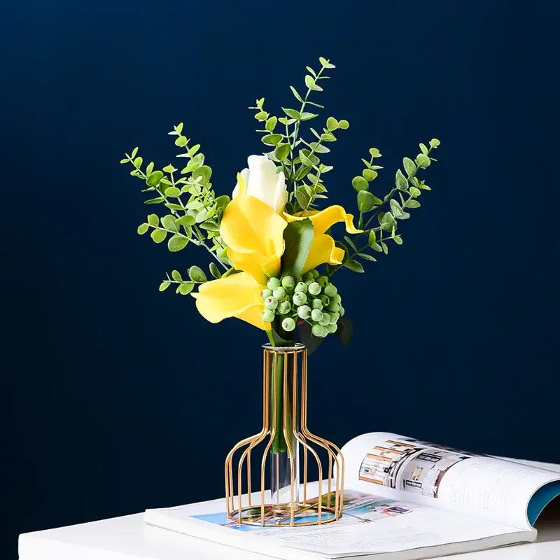 Gold Iron Glass Vase Set