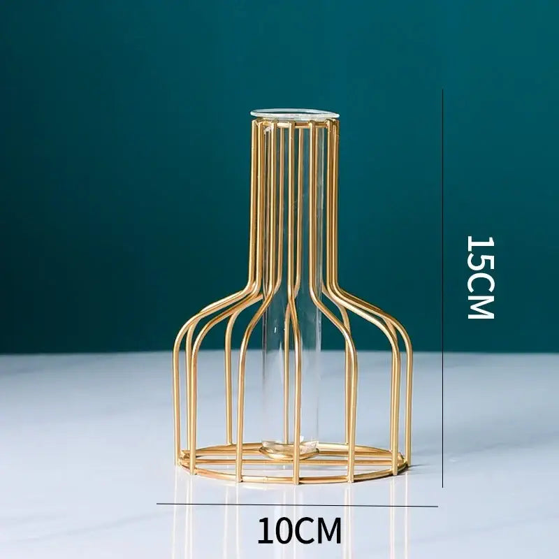 Gold Iron Glass Vase Set