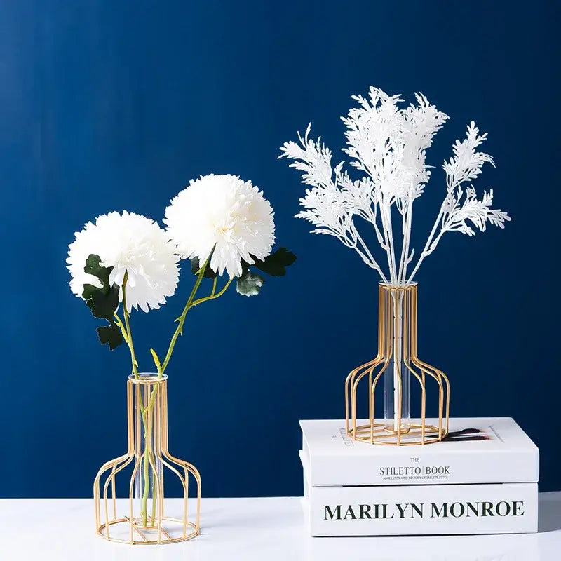 Gold Iron Glass Vase Set