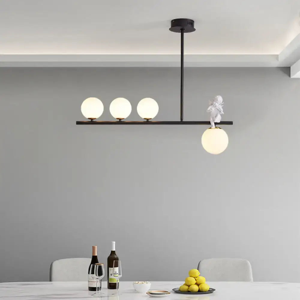Black Opaline Glass Pendant Light 3 or 4 Lights
