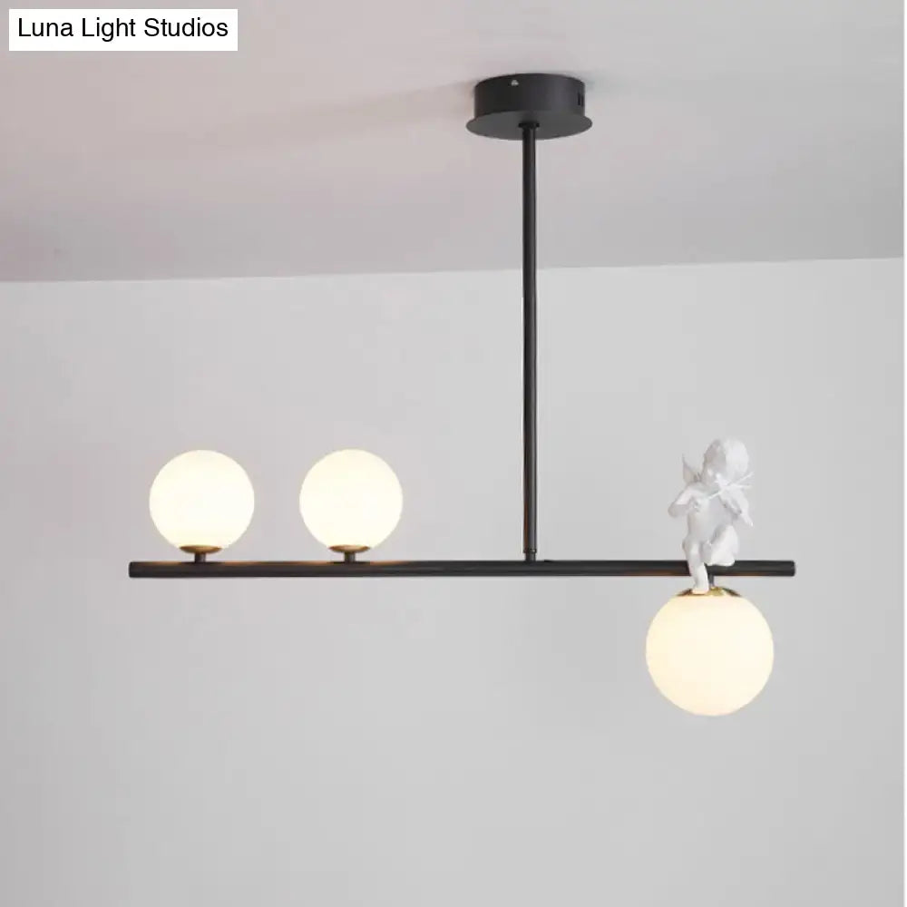 Black Opaline Glass Pendant Light 3 or 4 Lights