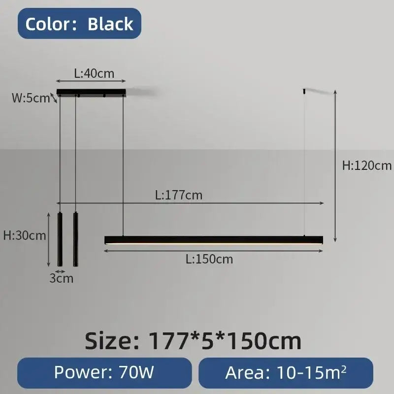 Black Nordic LED Chandelier 107-177cm