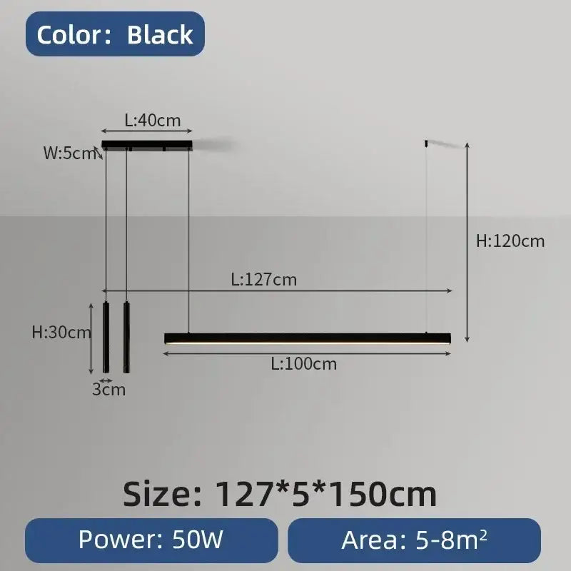 Black Nordic LED Chandelier 107-177cm
