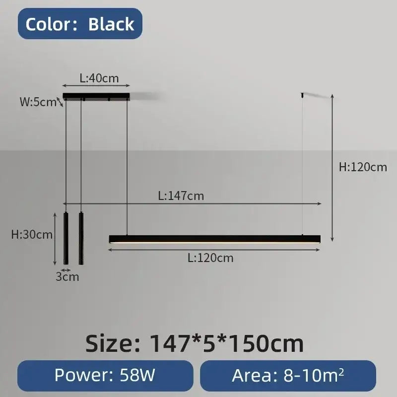 Black Nordic LED Chandelier 107-177cm