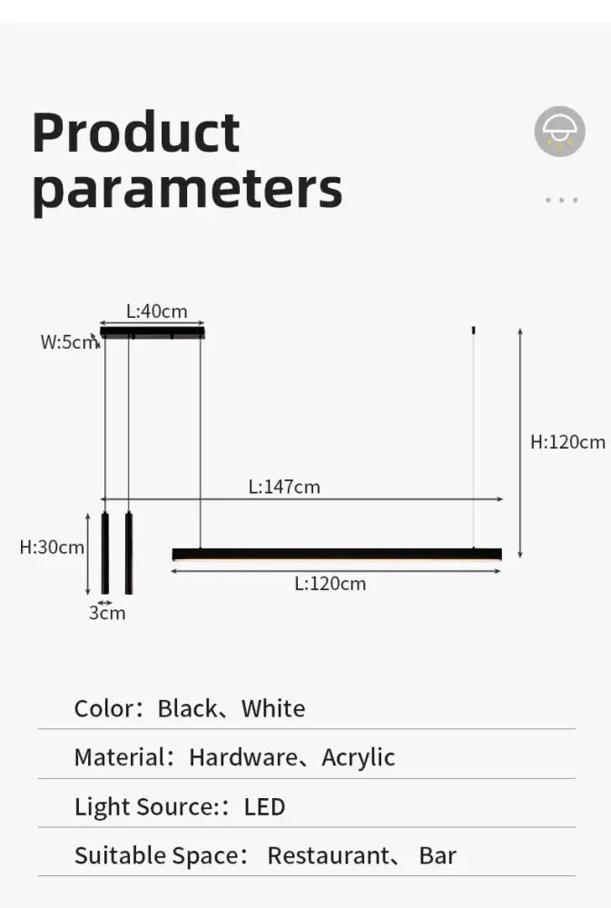Black Nordic LED Chandelier 107-177cm