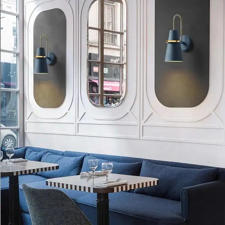 Blue Brass Conical Sconce
