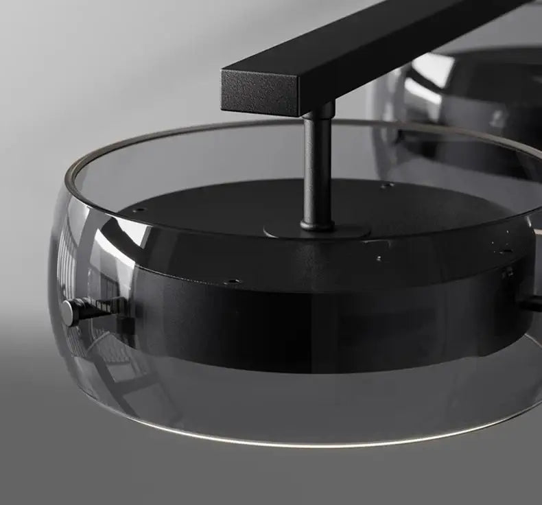 Black Glass Pendant Lamp with Five Glass Shades