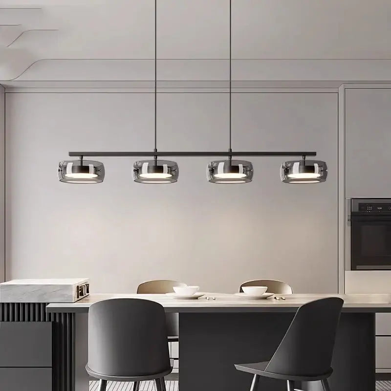 Black Glass Pendant Lamp with Five Glass Shades