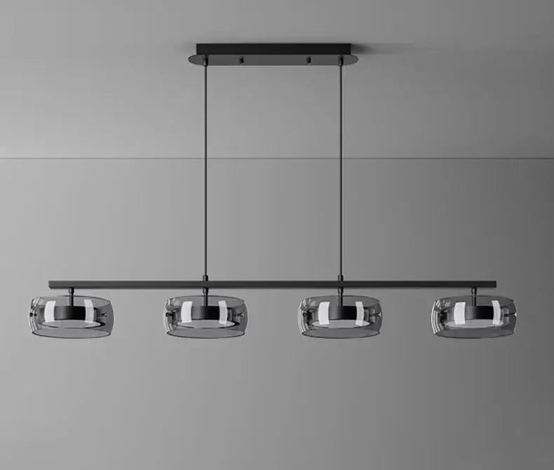 Black Glass Pendant Lamp with Five Glass Shades