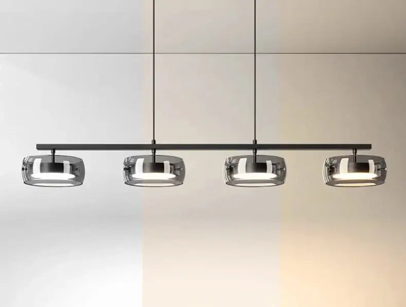 Black Glass Pendant Lamp with Five Glass Shades