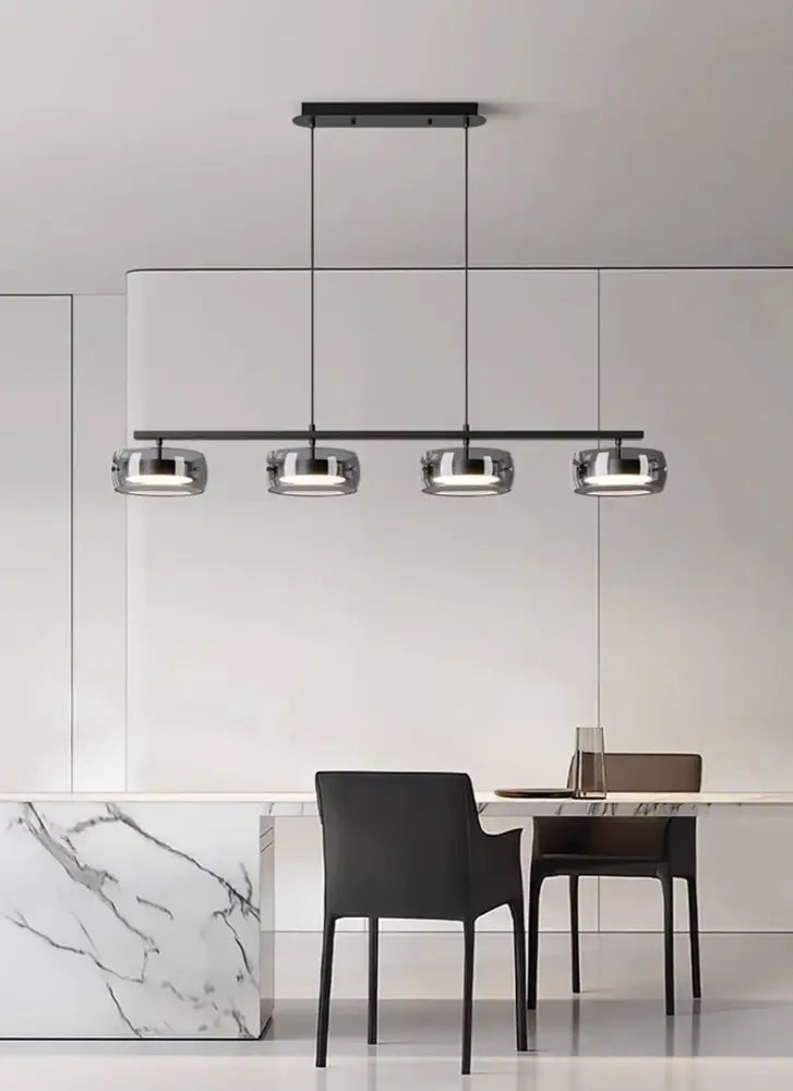 Black Glass Pendant Lamp with Five Glass Shades