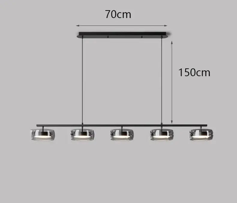 Black Glass Pendant Lamp with Five Glass Shades