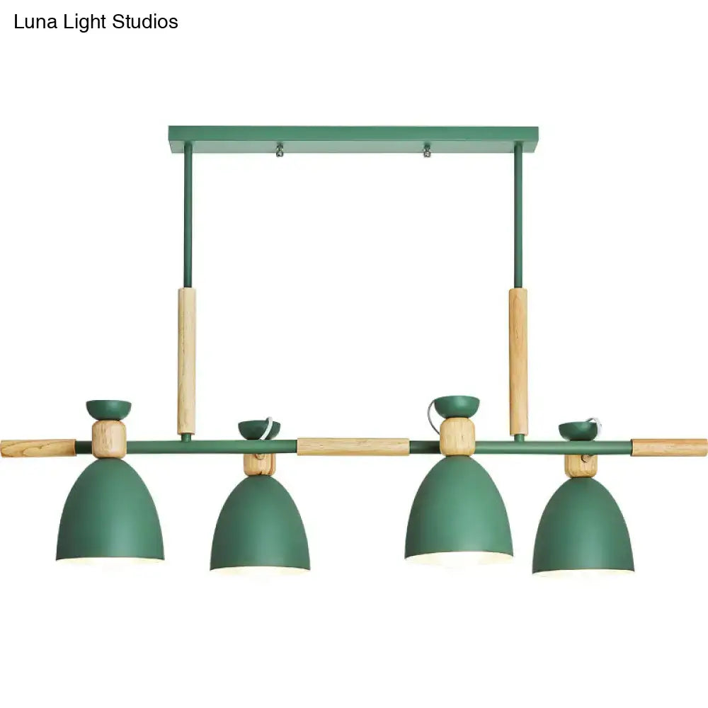 Wood Linear Nordic Four-Light Pendant