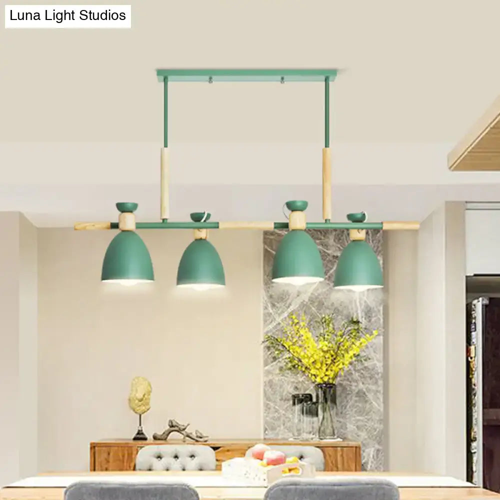 Wood Linear Nordic Four-Light Pendant