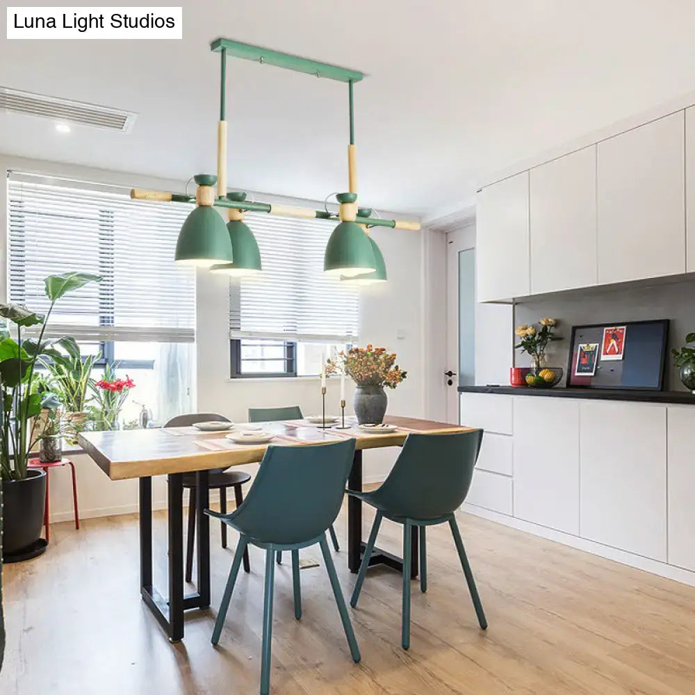 Wood Linear Nordic Four-Light Pendant
