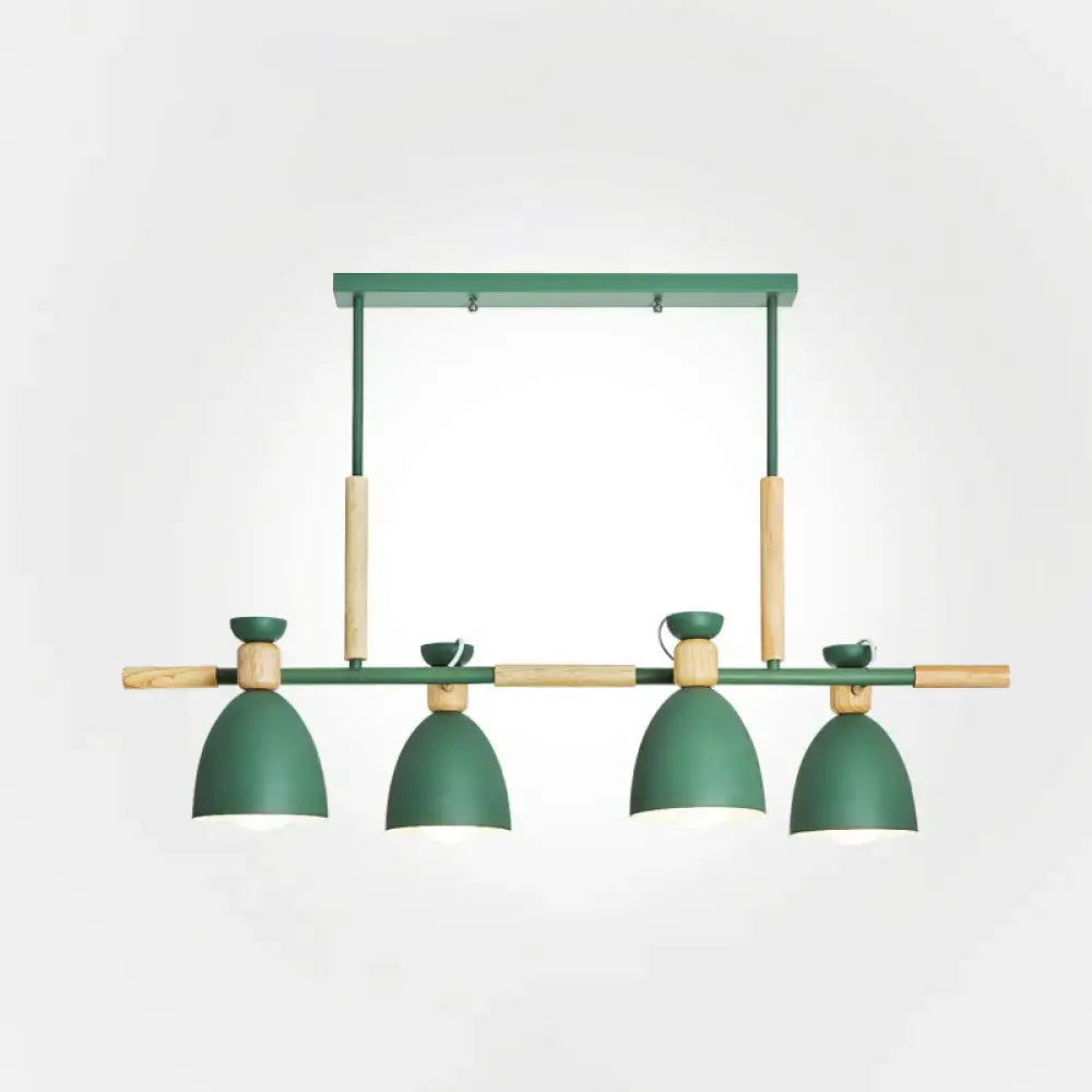 Wood Linear Nordic Four-Light Pendant