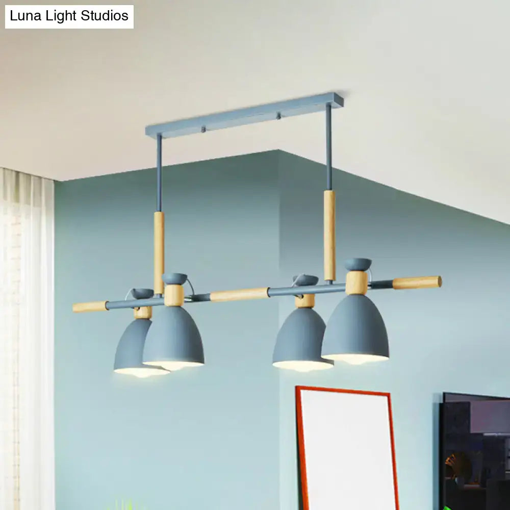 Wood Linear Nordic Four-Light Pendant