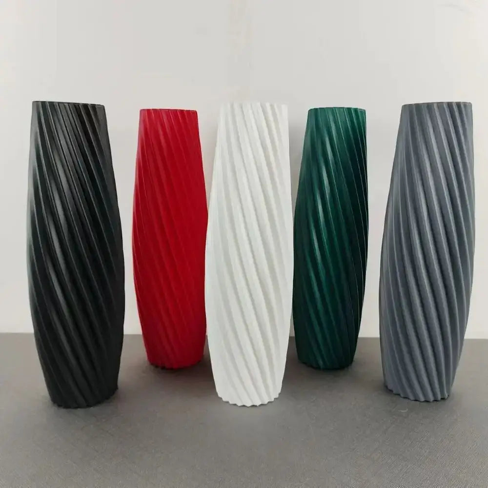 Multicolor Ribbed Plastic Vase