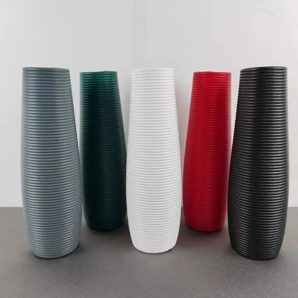 Multicolor Ribbed Plastic Vase