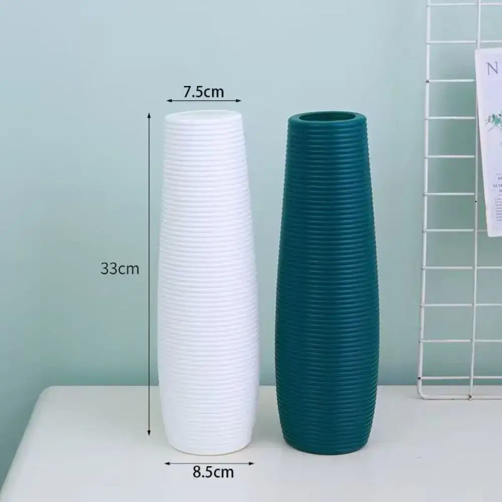 Multicolor Ribbed Plastic Vase