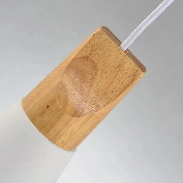 White Conical Wood Pendant