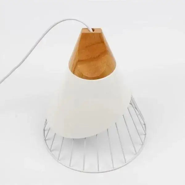 White Conical Wood Pendant