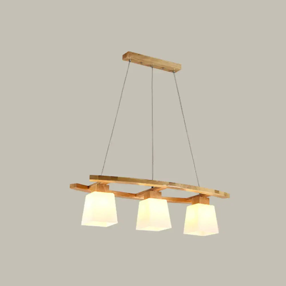 Wood Trapezoidal Glass Shade Pendant Light