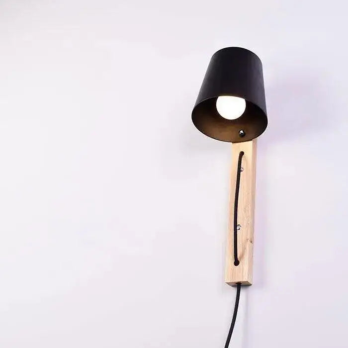 Black Wood Plug Sconce