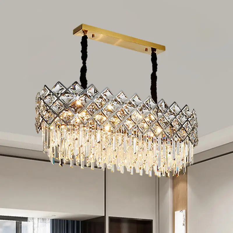 Gold Oval Crystal Chandelier