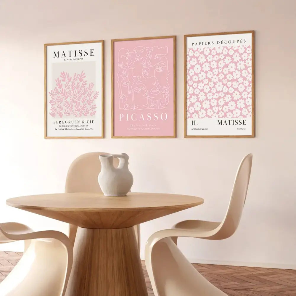 Pink Abstract Wall Art Set