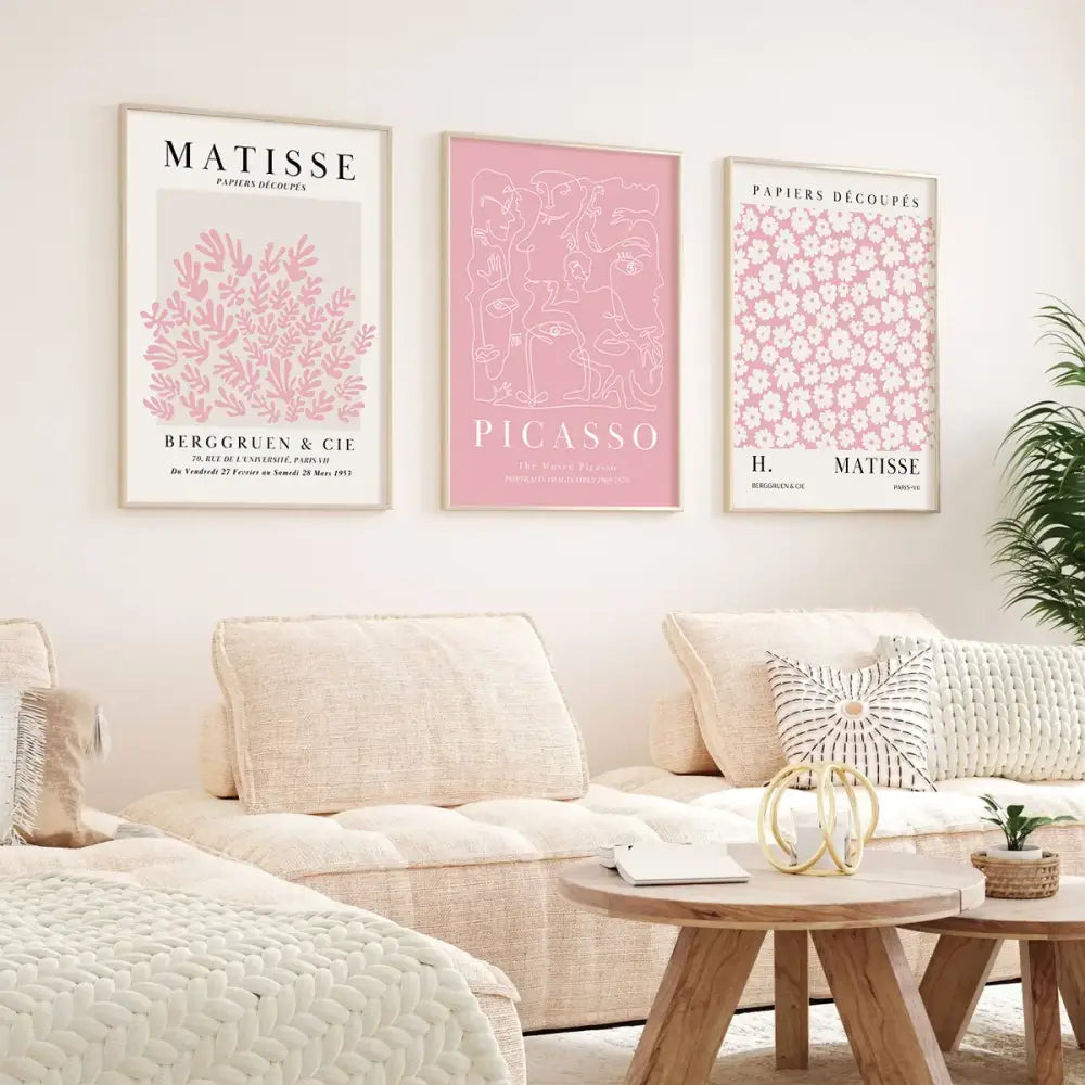 Pink Abstract Wall Art Set