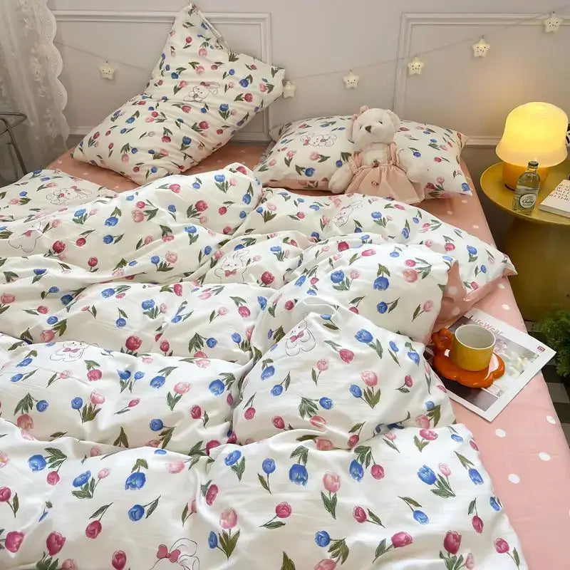 Pink Floral Duvet Set