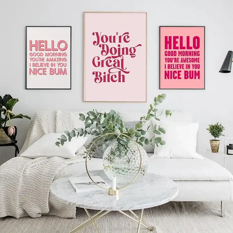Pink Quote Art Set