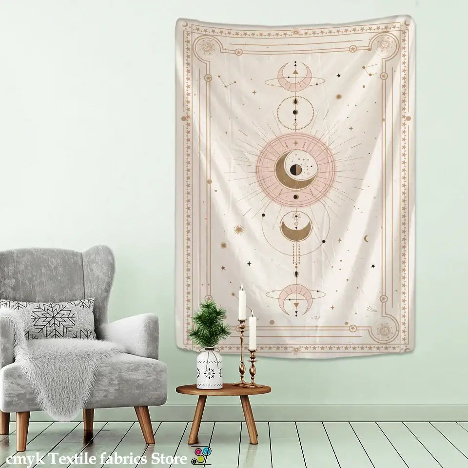 Pink Celestial Tarot Tapestry